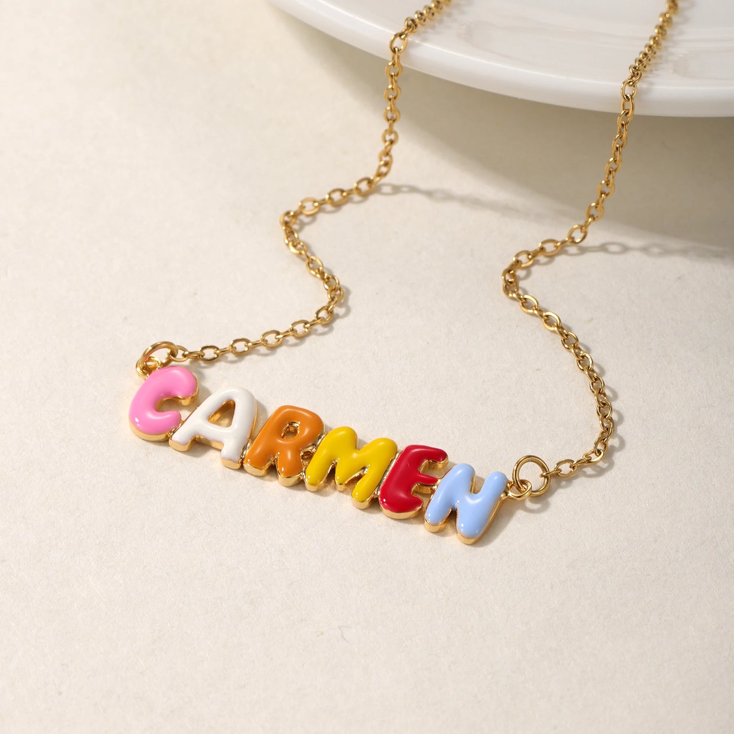 RAINBOWCHAIN - 304L Stainless Steel Custom Colorful Name Necklace