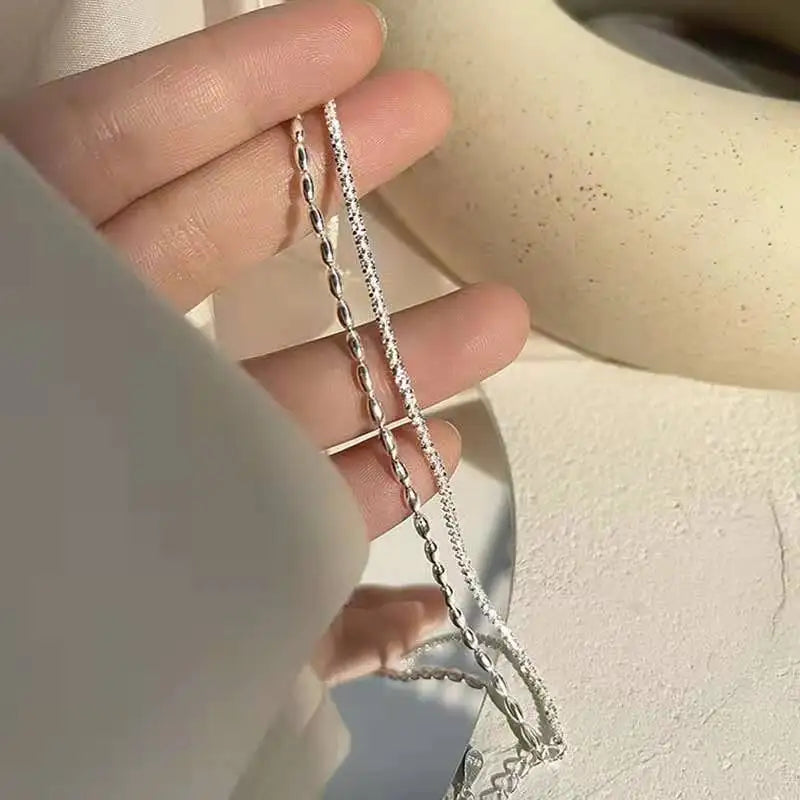 NOVA - 925 Sterling Silver Double Layered Bracelet Set