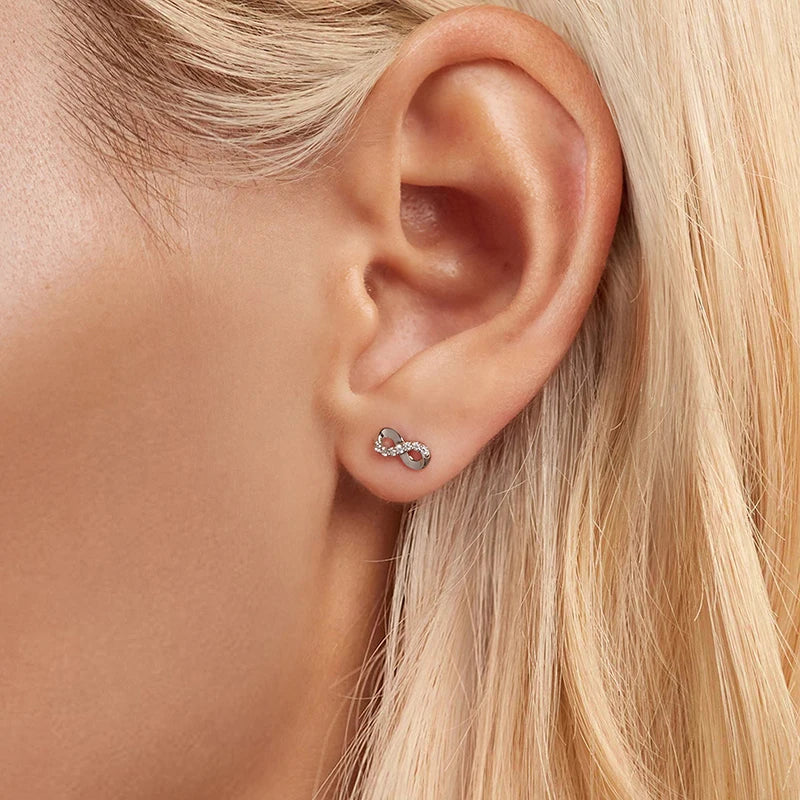 INFINIA - Sterling Silver Moissanite Infinity Stud Earrings