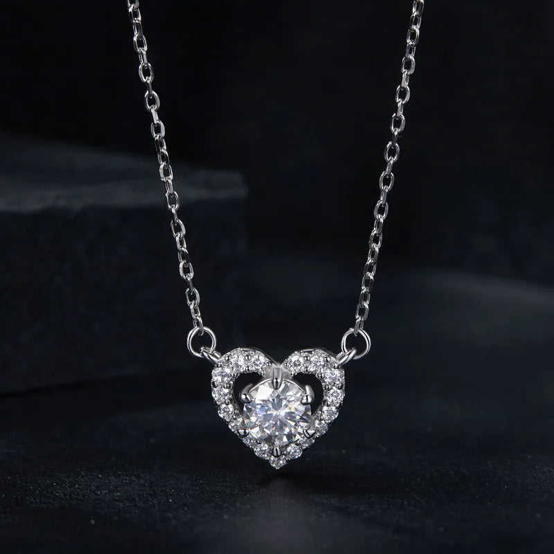 SERAPHINA - Sterling Silver Heart Moissanite Pendant Necklace