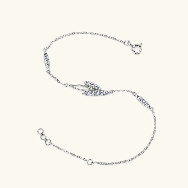FIORA - Rose Gold Plated Sterling Silver Moissanite Leaf Bracelet