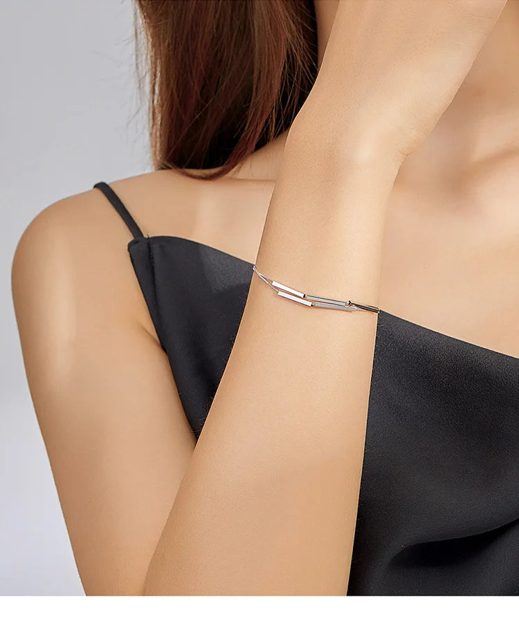 LINEA - 925 Sterling Silver Geometric Chain Bracelet