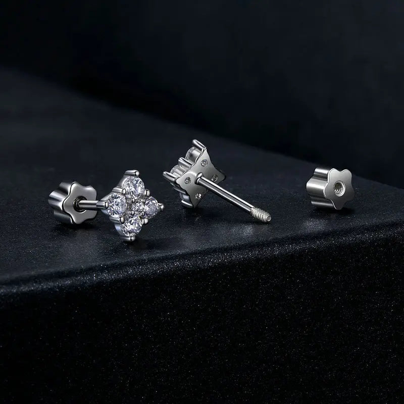 ELYRA - Sterling Silver Moissanite Cluster Stud Earrings