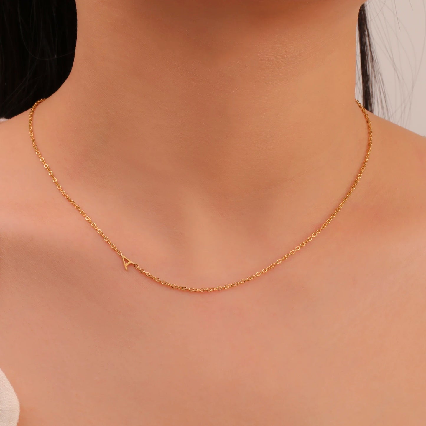 ASTRA - Minimalist Custom Stainless Steel 18k Gold Plated Initial Necklace