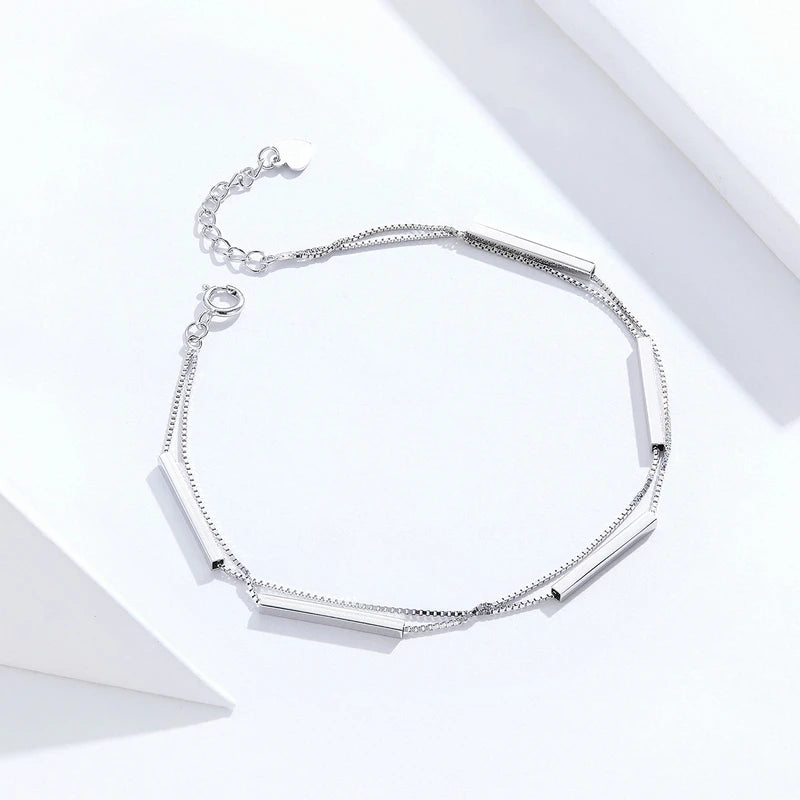 LINEA - 925 Sterling Silver Geometric Chain Bracelet