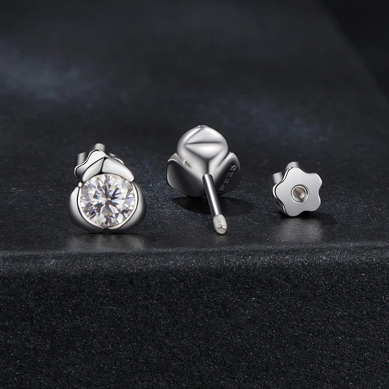 FLORA - Sterling Silver Moissanite Rosebud Stud Earrings
