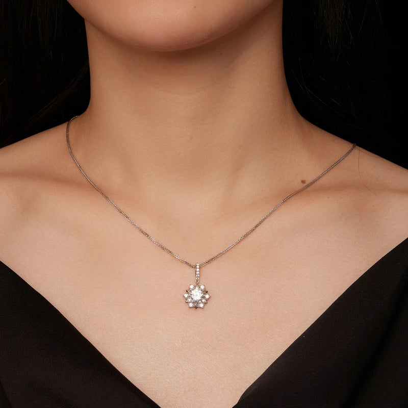 ASTRID - Sterling Silver Starburst Moissanite Pendant Necklace