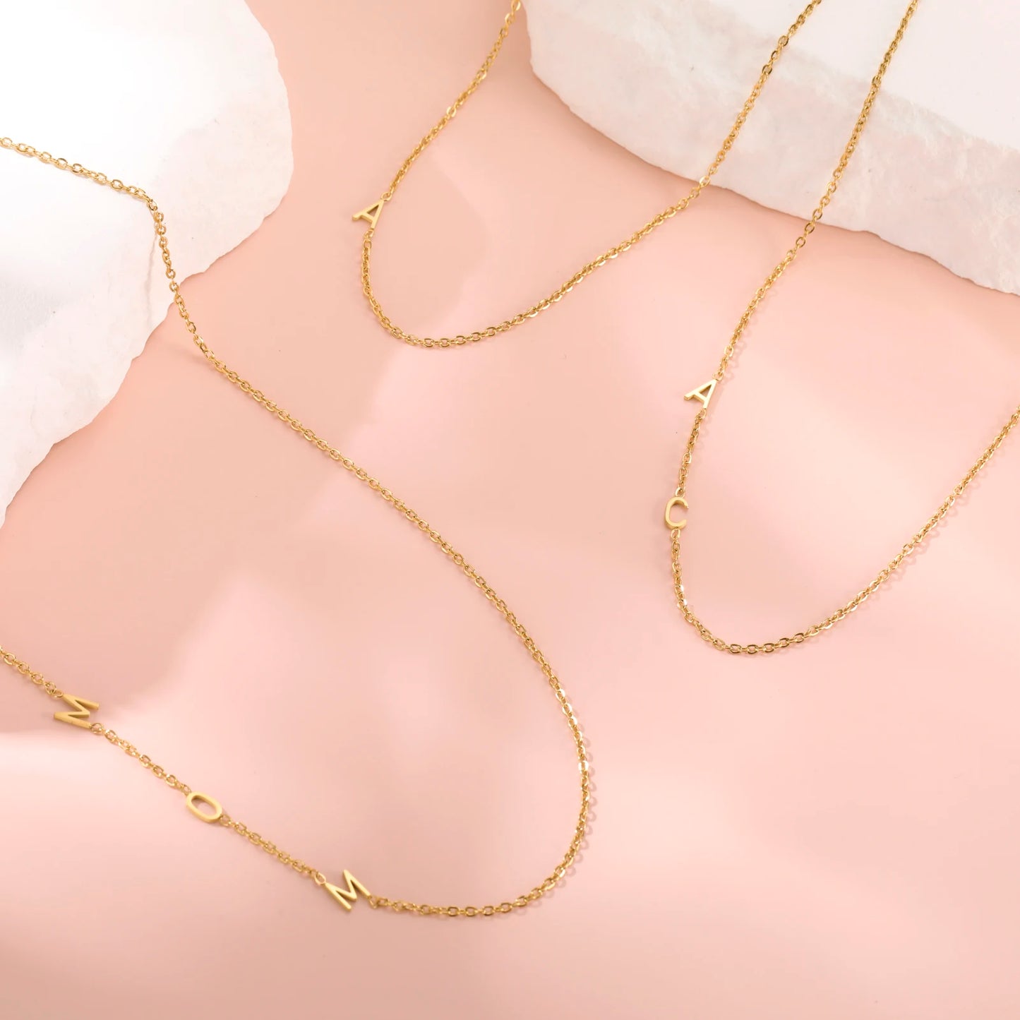 ASTRA - Minimalist Custom Stainless Steel 18k Gold Plated Initial Necklace
