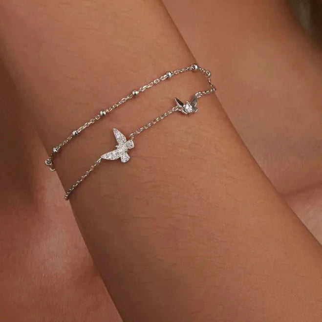PAPILLON - Double-Layer Butterfly Bracelet in 925 Sterling Silver