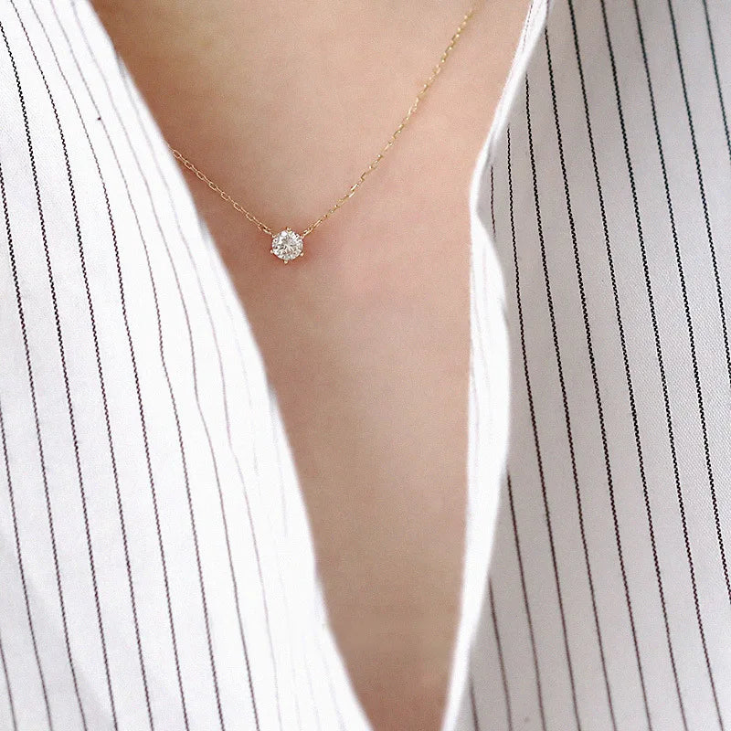 LUMINAIRE - Dainty Silver and Gold Solitaire Necklace