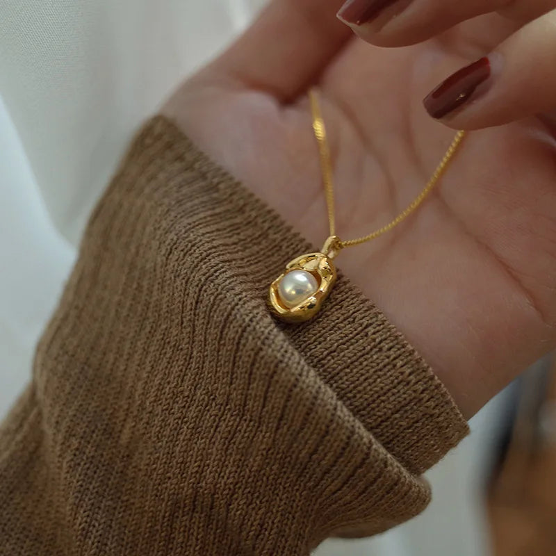 ORABELLE - 18K Gold-Plated Pearl Pendant Necklace