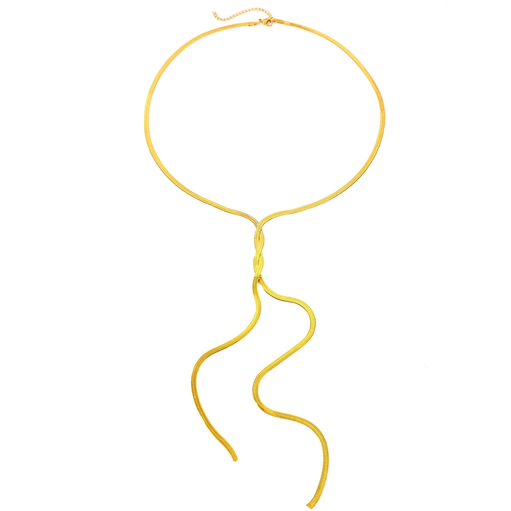 ELYSIAN - Elegant Silver/Gold Lariat Necklace for Modern Chic