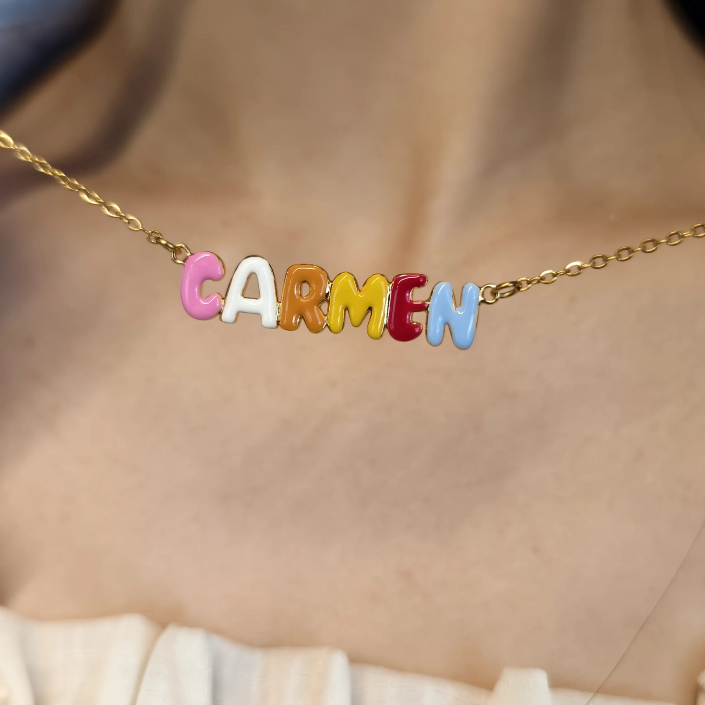 RAINBOWCHAIN - 304L Stainless Steel Custom Colorful Name Necklace