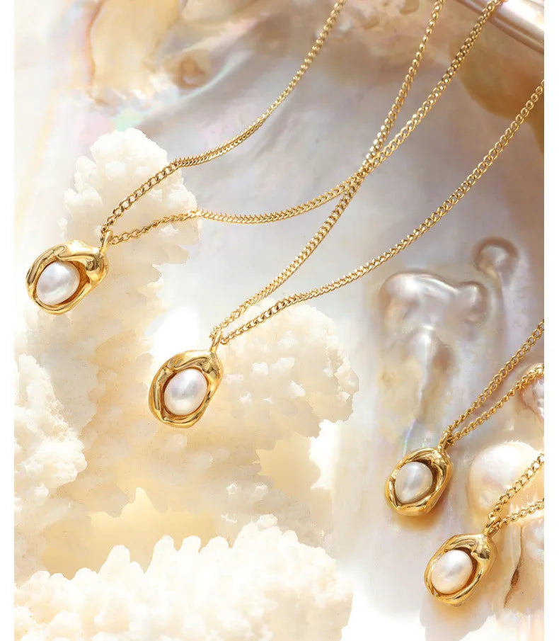 ORABELLE - 18K Gold-Plated Pearl Pendant Necklace