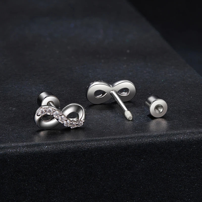 INFINIA - Sterling Silver Moissanite Infinity Stud Earrings