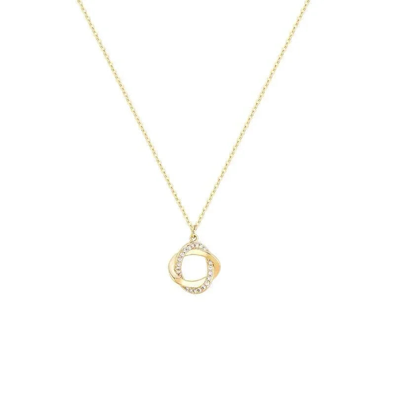 INFINITY - Gold-Plated Crystal Knot Pendant Necklace