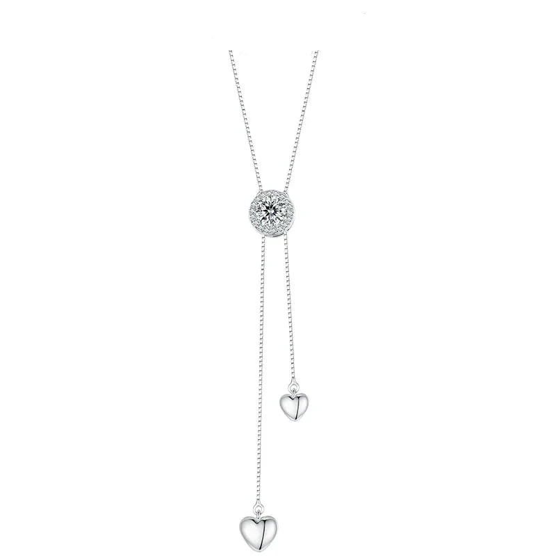 SERAFINA - 925 Sterling Silver Sparkling Moissanite Tassel Necklace