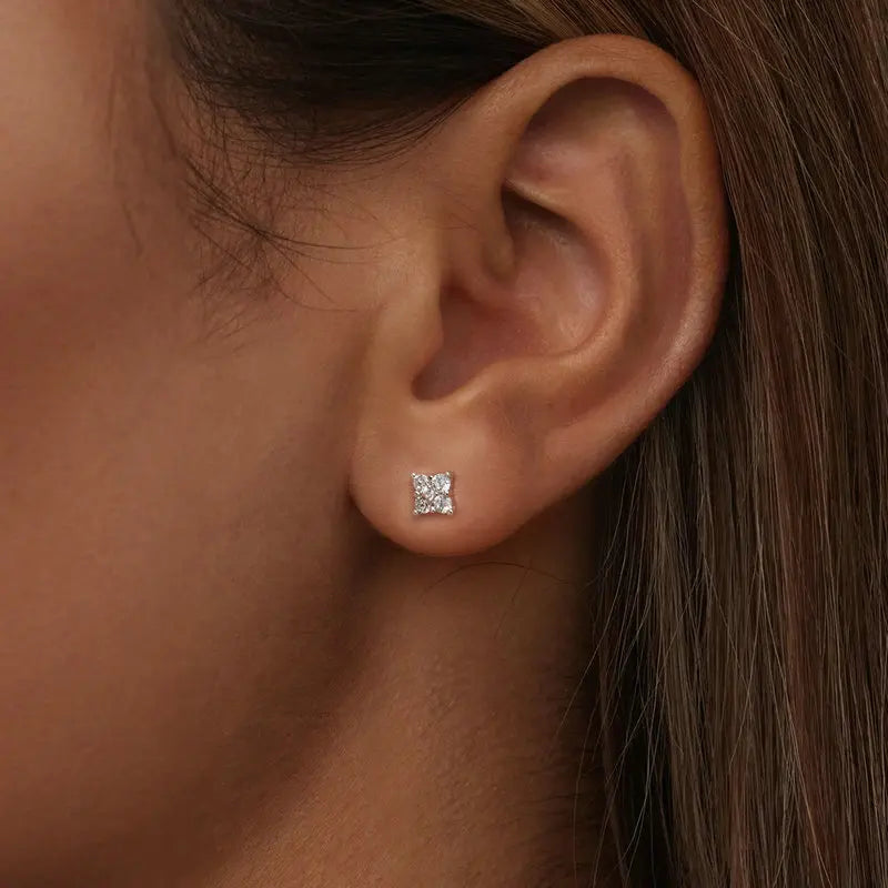 ELYRA - Sterling Silver Moissanite Cluster Stud Earrings