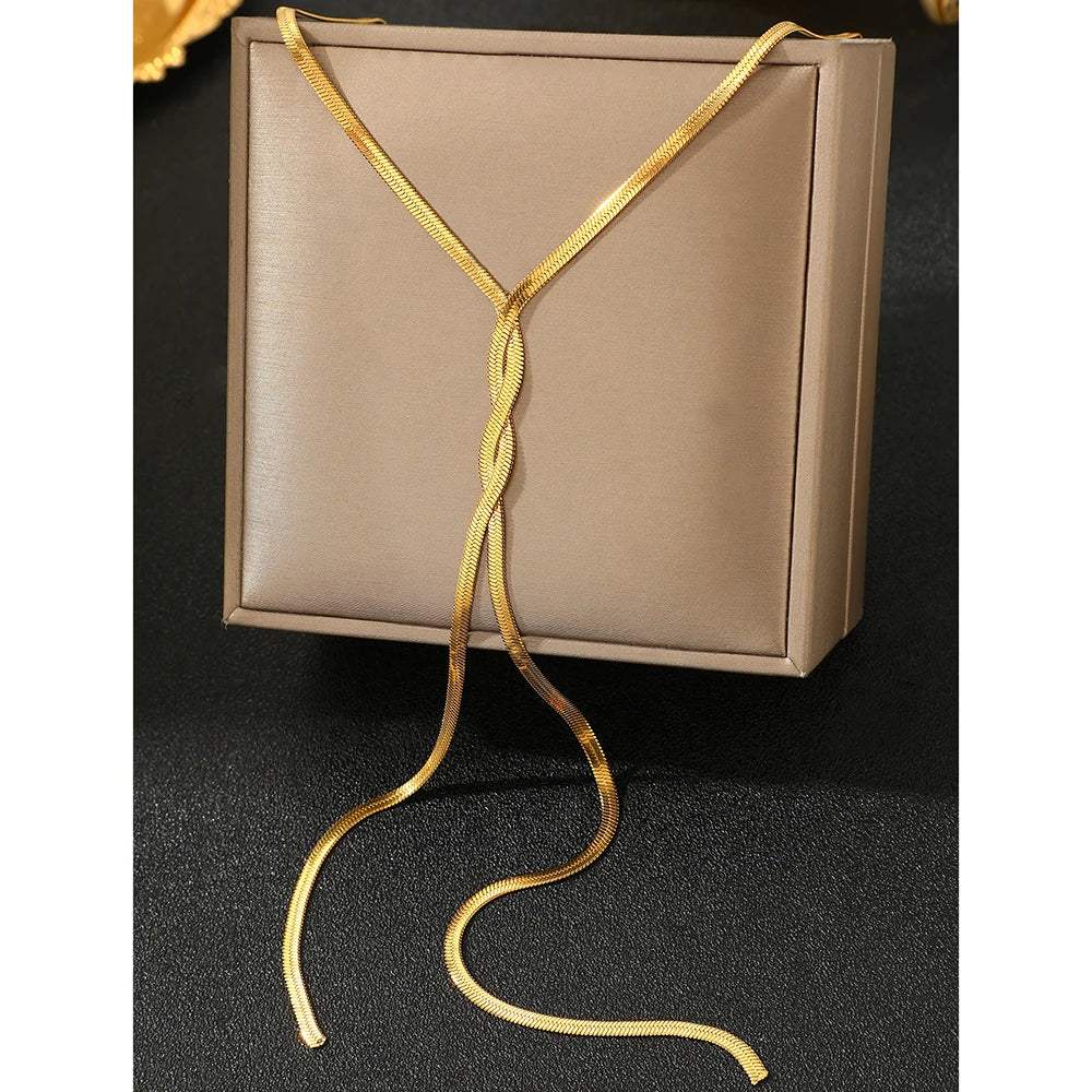 ELYSIAN - Elegant Silver/Gold Lariat Necklace for Modern Chic