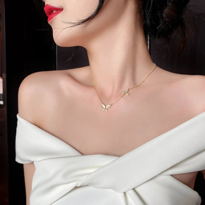 AURORA - Gold-Plated Crystal Butterfly Necklace