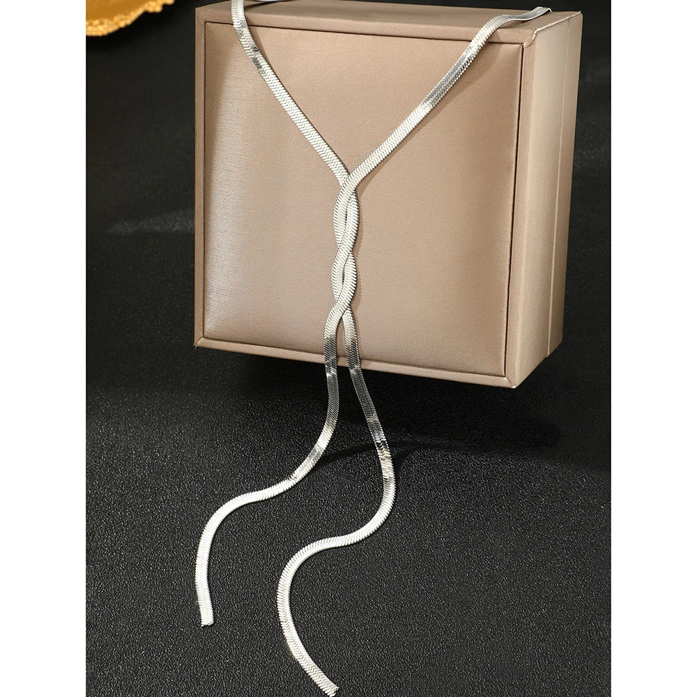 ELYSIAN - Elegant Silver/Gold Lariat Necklace for Modern Chic