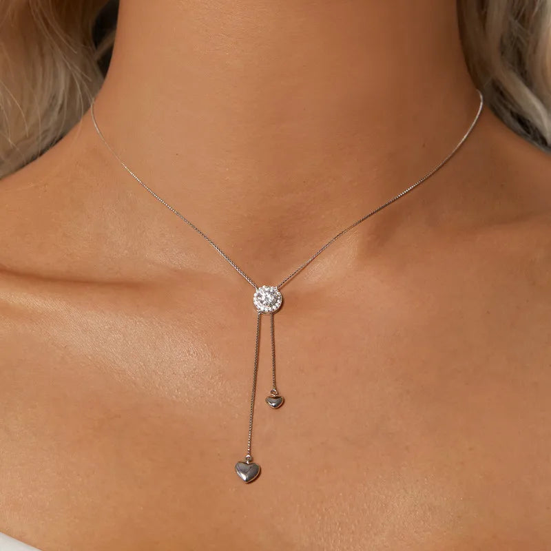 SERAFINA - 925 Sterling Silver Sparkling Moissanite Tassel Necklace