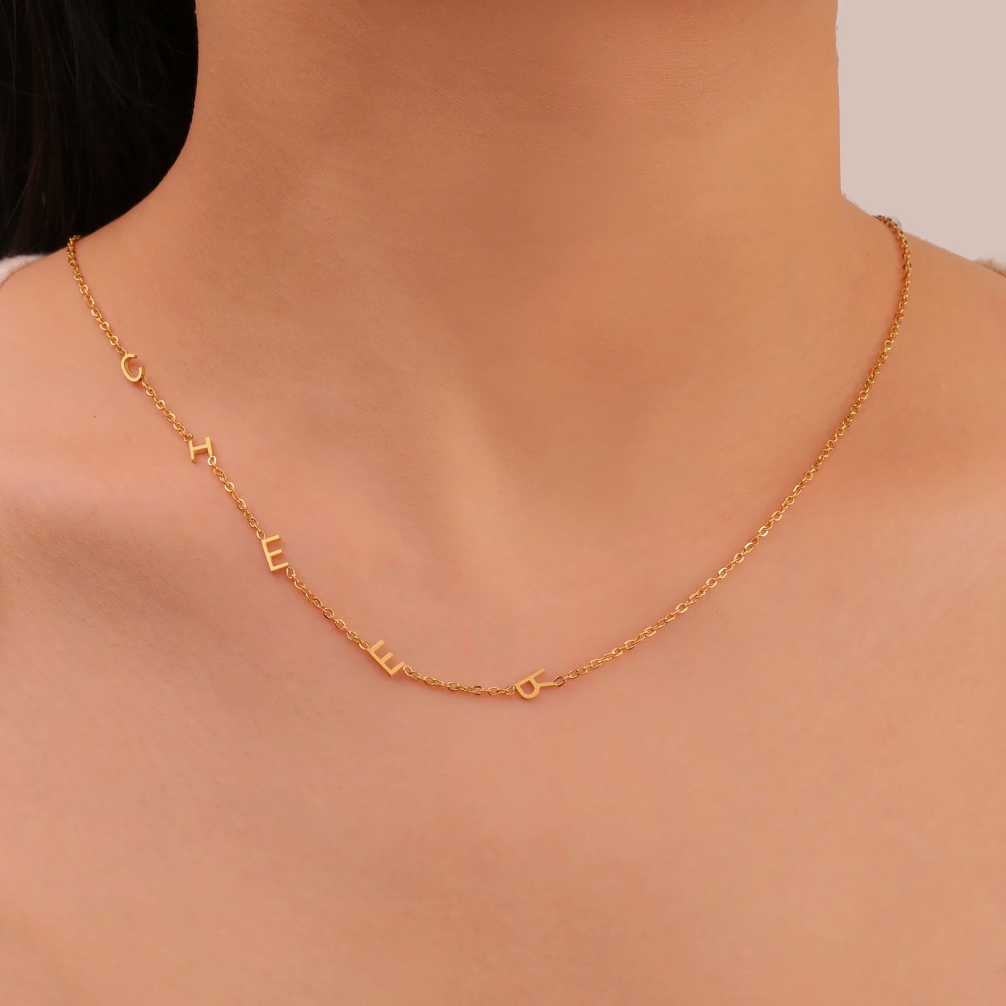 ASTRA - Minimalist Custom Stainless Steel 18k Gold Plated Initial Necklace