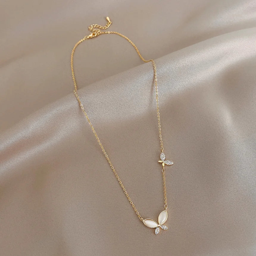AURORA - Gold-Plated Crystal Butterfly Necklace