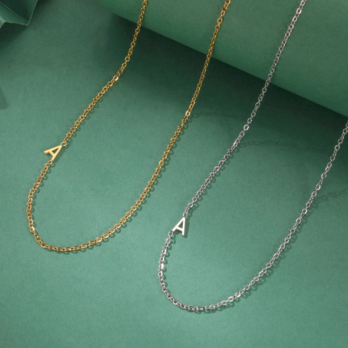 ASTRA - Minimalist Custom Stainless Steel 18k Gold Plated Initial Necklace
