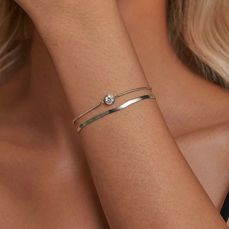 LUMINA - 925 Sterling Silver Moissanite Double-Strand Bracelet