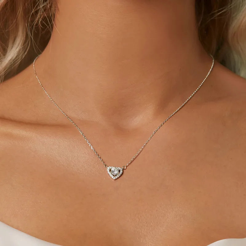 SERAPHINA - Sterling Silver Heart Moissanite Pendant Necklace