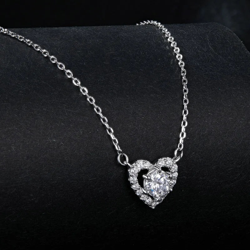 SERAPHINA - Sterling Silver Heart Moissanite Pendant Necklace