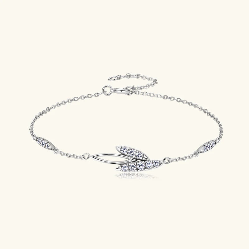 FIORA - Rose Gold Plated Sterling Silver Moissanite Leaf Bracelet