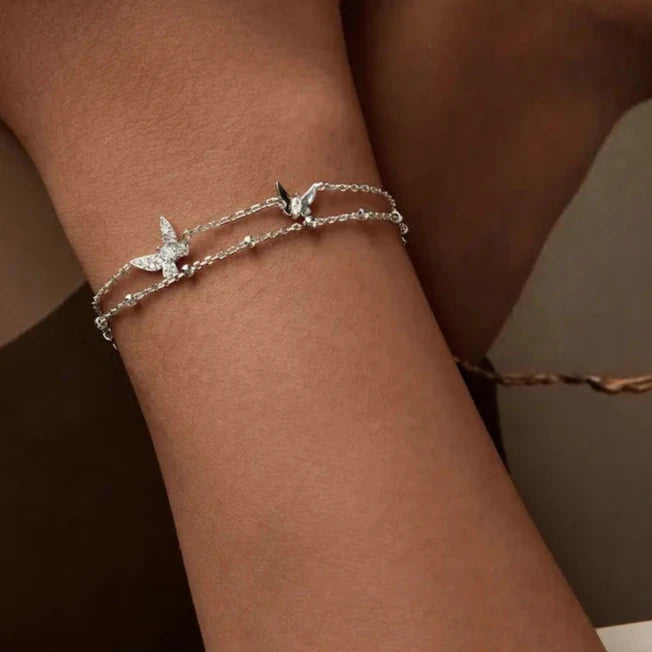 PAPILLON - Double-Layer Butterfly Bracelet in 925 Sterling Silver