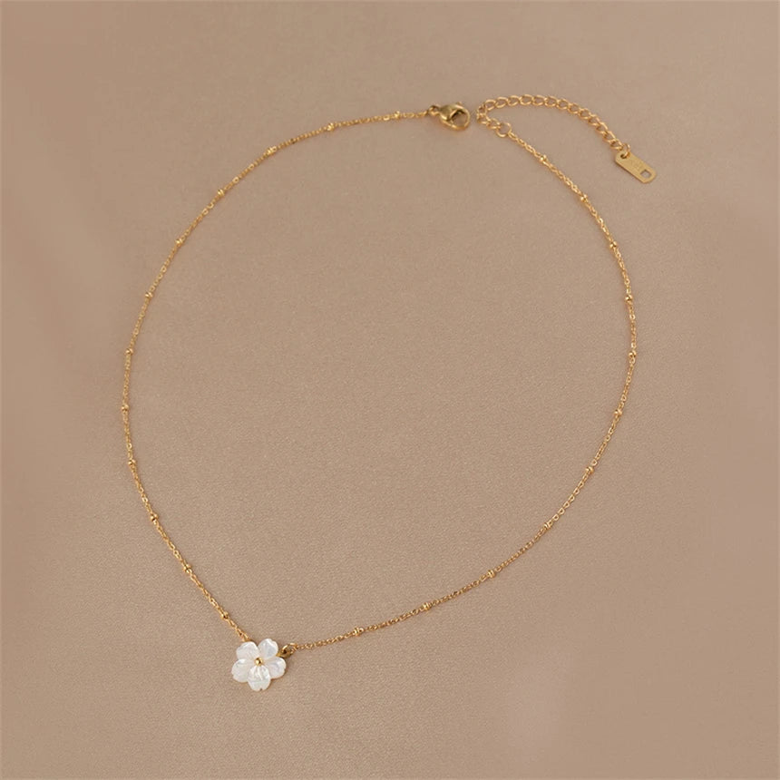BLOSSOM - 316L Stainless Steel Seashell Flower Necklace