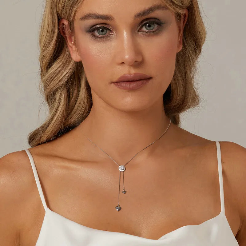 SERAFINA - 925 Sterling Silver Sparkling Moissanite Tassel Necklace