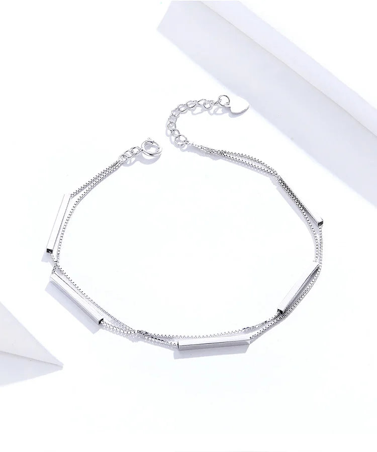 LINEA - 925 Sterling Silver Geometric Chain Bracelet