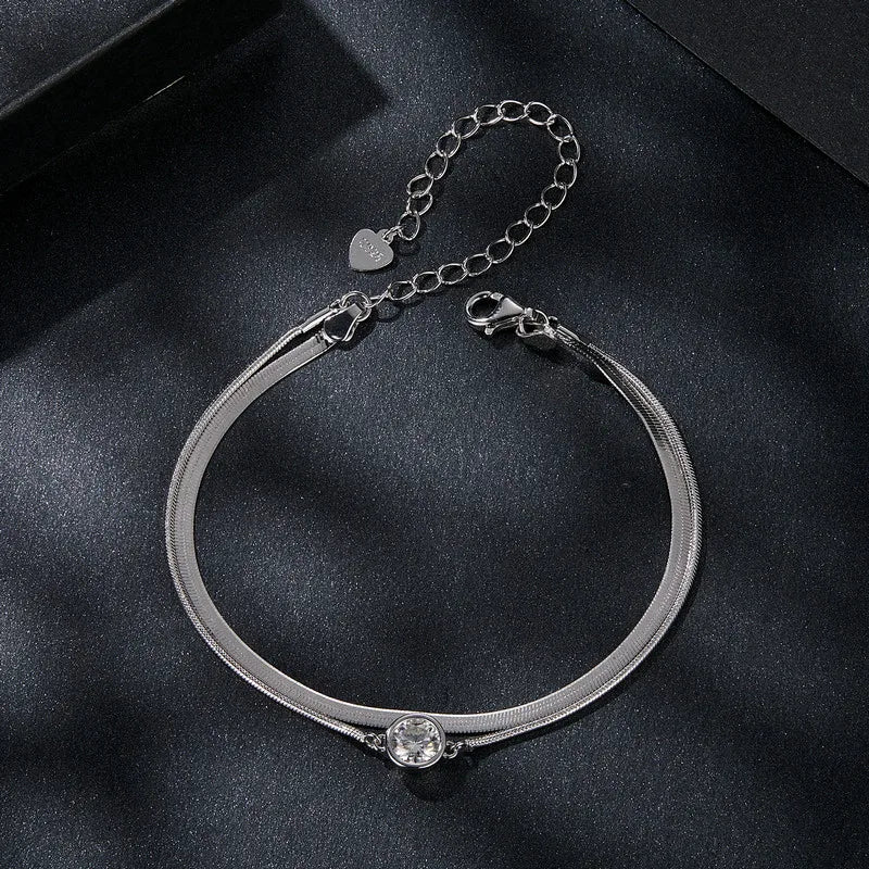 LUMINA - 925 Sterling Silver Moissanite Double-Strand Bracelet