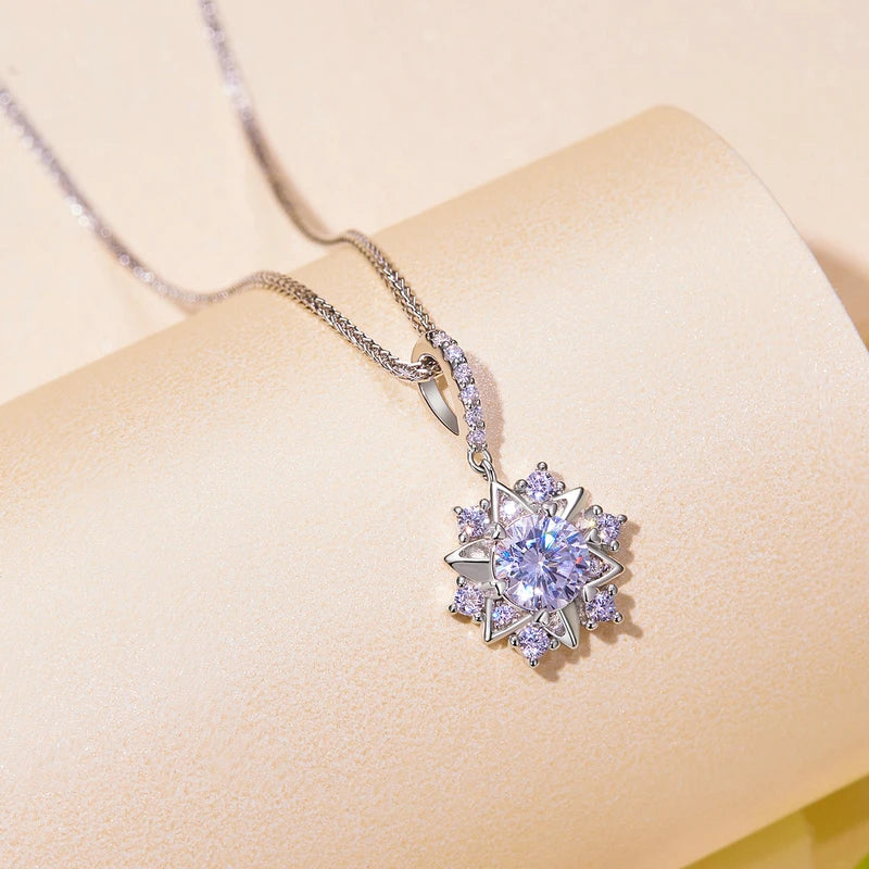 ASTRID - Sterling Silver Starburst Moissanite Pendant Necklace
