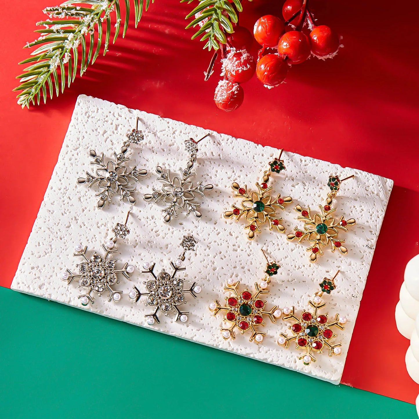 WINTER BLOOM - Crystal Snowflake Statement Earrings