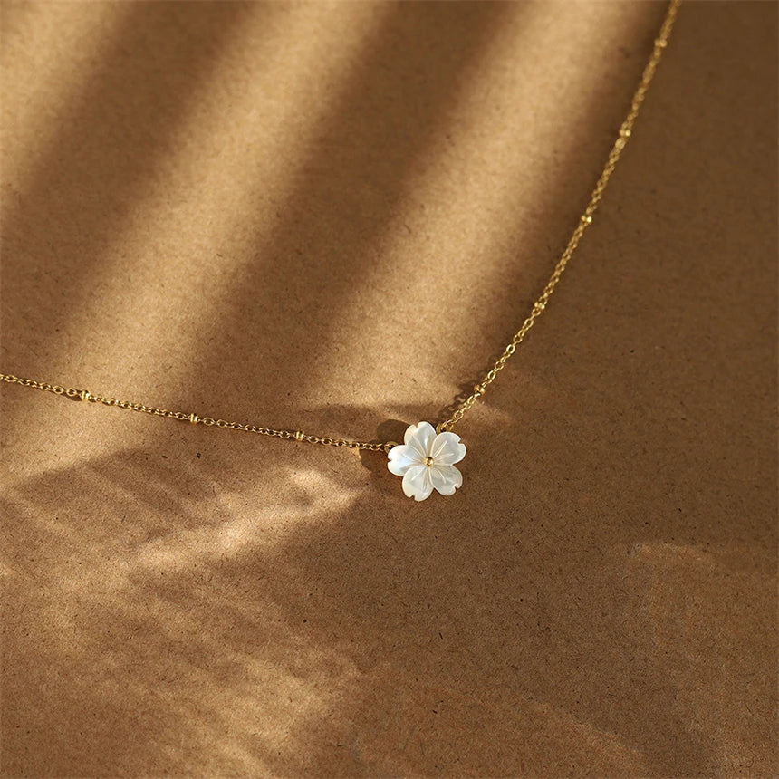 BLOSSOM - 316L Stainless Steel Seashell Flower Necklace