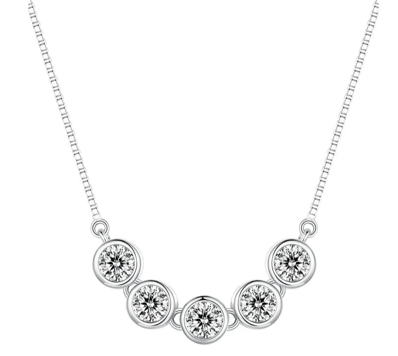 LUMIÈRE - 925 Sterling Silver Moissanite Five-Stone Necklace
