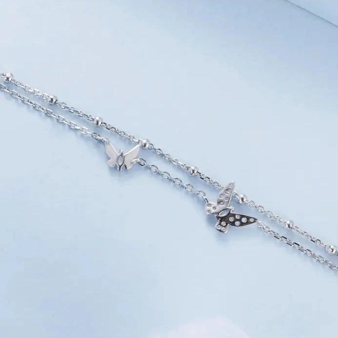 PAPILLON - Double-Layer Butterfly Bracelet in 925 Sterling Silver