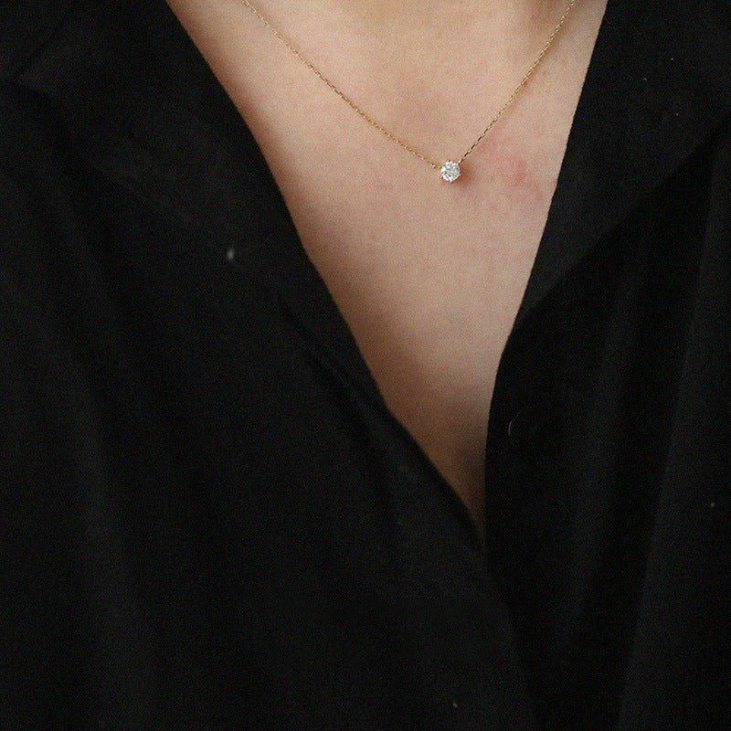 LUMINAIRE - Dainty Silver and Gold Solitaire Necklace