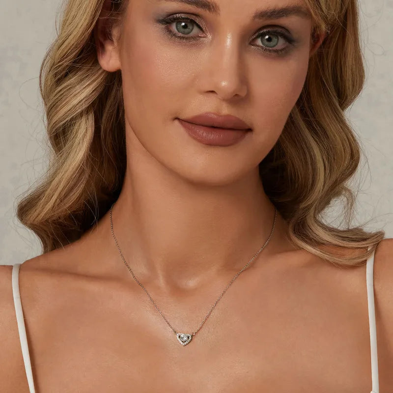 SERAPHINA - Sterling Silver Heart Moissanite Pendant Necklace