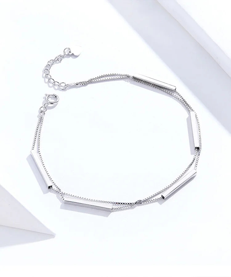 LINEA - 925 Sterling Silver Geometric Chain Bracelet