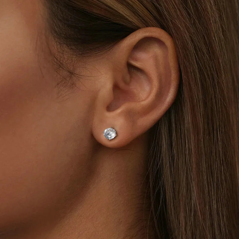 SOLARA - Sunburst Moissanite Sterling Silver Stud Earrings