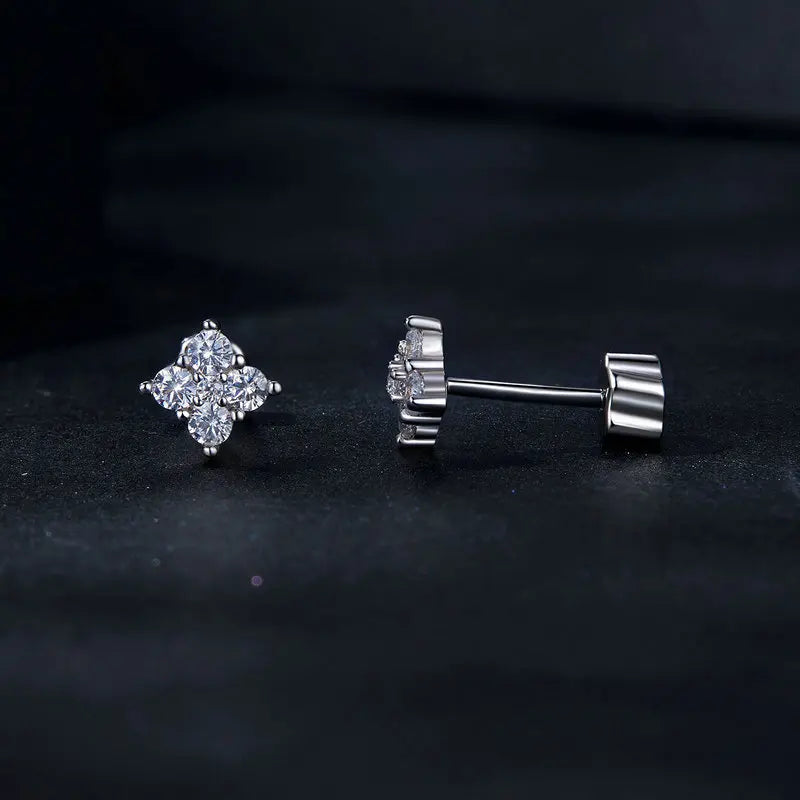 ELYRA - Sterling Silver Moissanite Cluster Stud Earrings