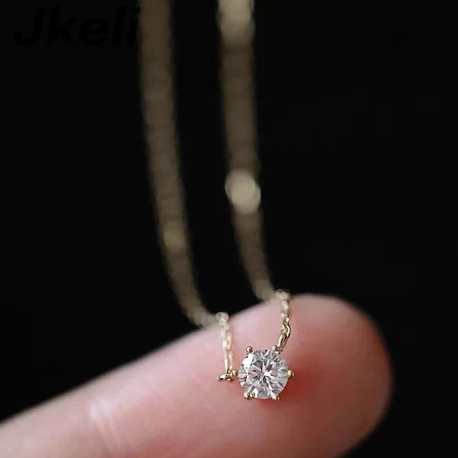 LUMINAIRE - Dainty Silver and Gold Solitaire Necklace