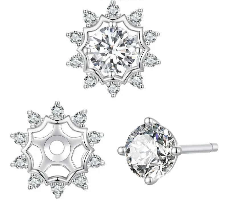 SOLARA - Sunburst Moissanite Sterling Silver Stud Earrings